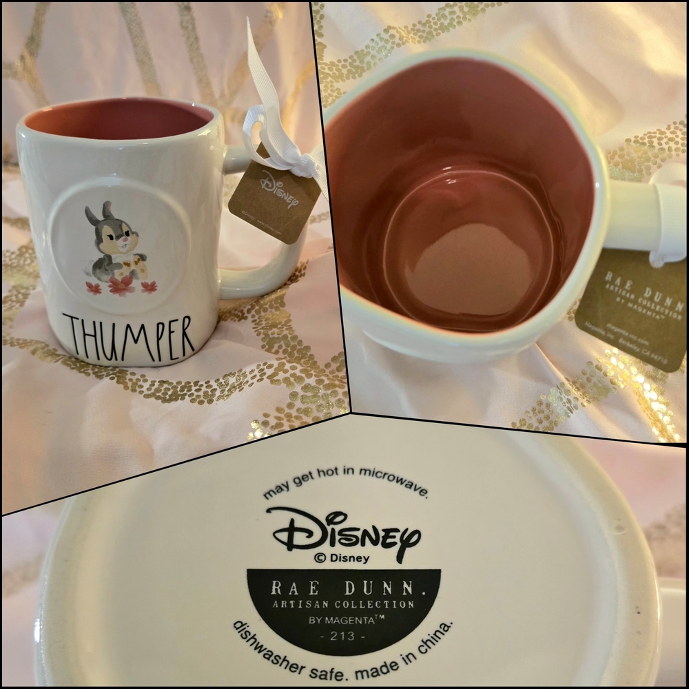 Rae Dunn × Disney Thumper Mug - White and Powder Rose Blush